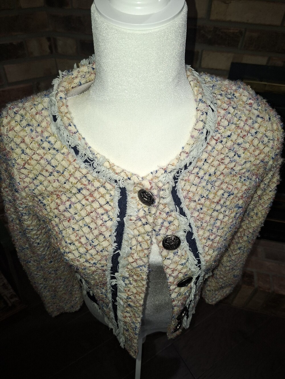 Ladies Multi Tweed Jacket with Navy Trim
